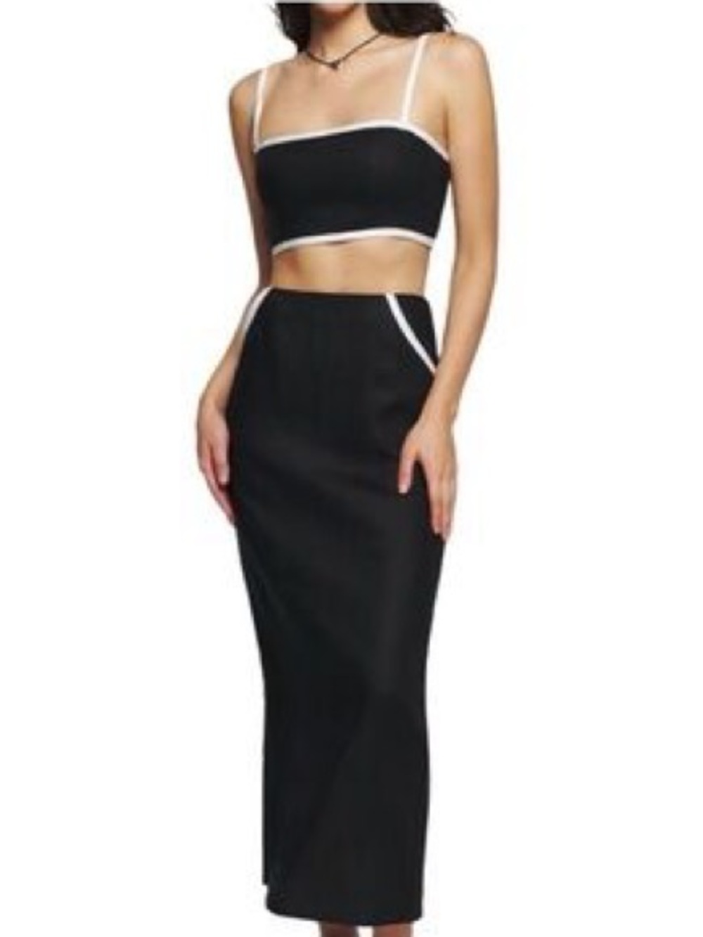 *HOUSE OF HARLOW 1960* Classic Black Pencil Skirt w/ White Trim Size Medium